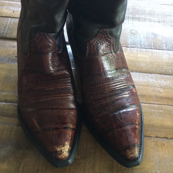 Ariat Ginger Leather Croc Embossed Slouch Boot - Picture 2 of 10